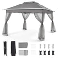 11x11 Pop Up Gazebo with Mosquito Netting Easy 1-Person Setup Water-Resistant Backyard  for Family Patio Garden Use