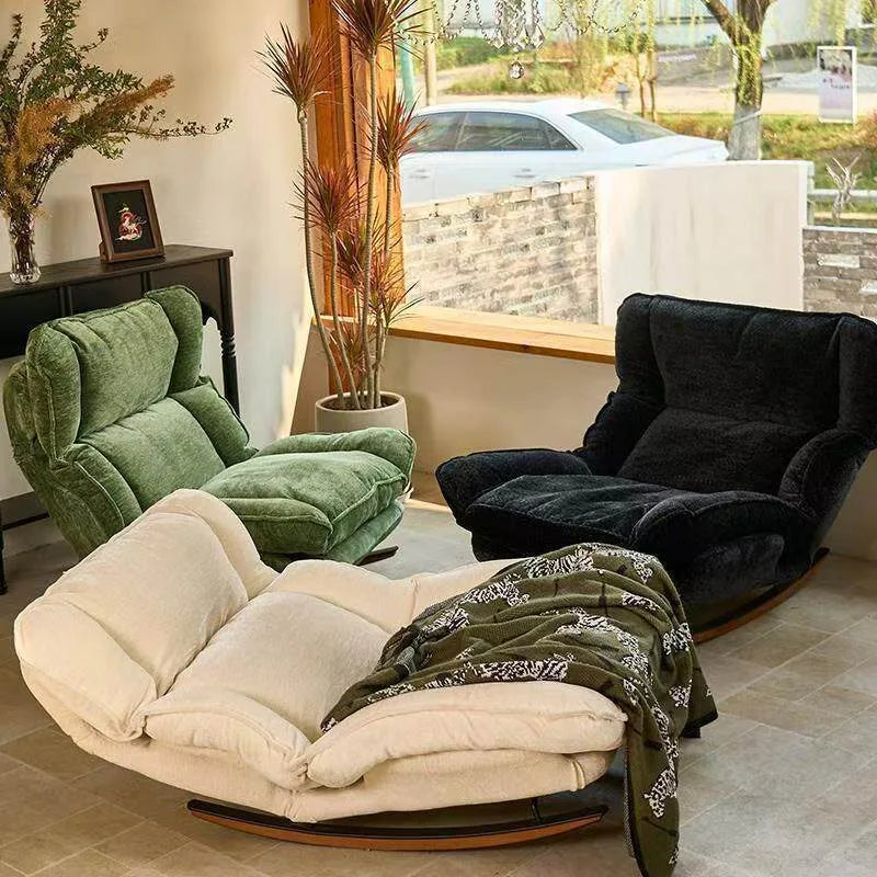 Lazy Sofa Adjustable Rocking Chair Single Leisure Recliner Comfort Single Lazy Sofa Chair for Balcony Bedroom Reading Napping