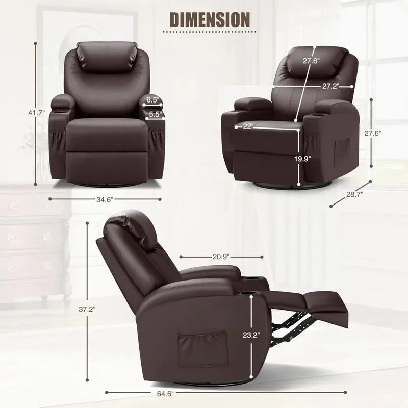 Ergonomic Reclining Rocking Massage Chair for Living Room Sofa