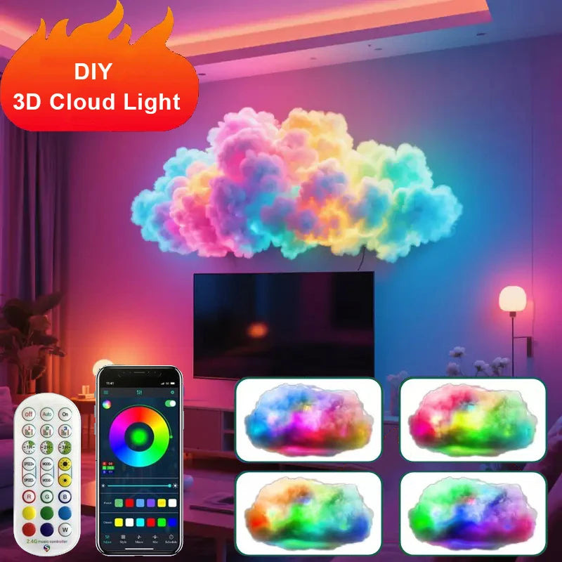 DIY Cloud Light Strip RGBIC LED Strip Lights with APP & Remote Control LED Cotton Cloud Ceiling Light for Gaming Room Decoration