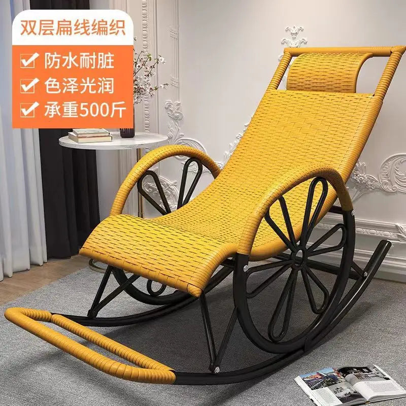 Rocking chair rattan chair adult nap recliner living room balcony lazy chair small rocking elderly leisure rocking
