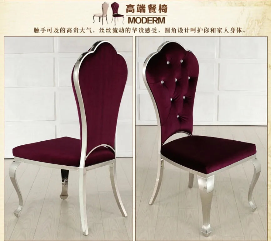 Stainless steel dining chair European neoclassical fashion chair Hotel matching chair Home leather fabric f