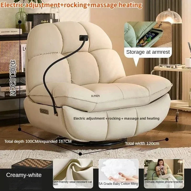 Smart Electric Lazy Sofa Recliner Single Leisure Chair with Sleep Function for Modern Living Room Lounge  Leather Sectional Sofa