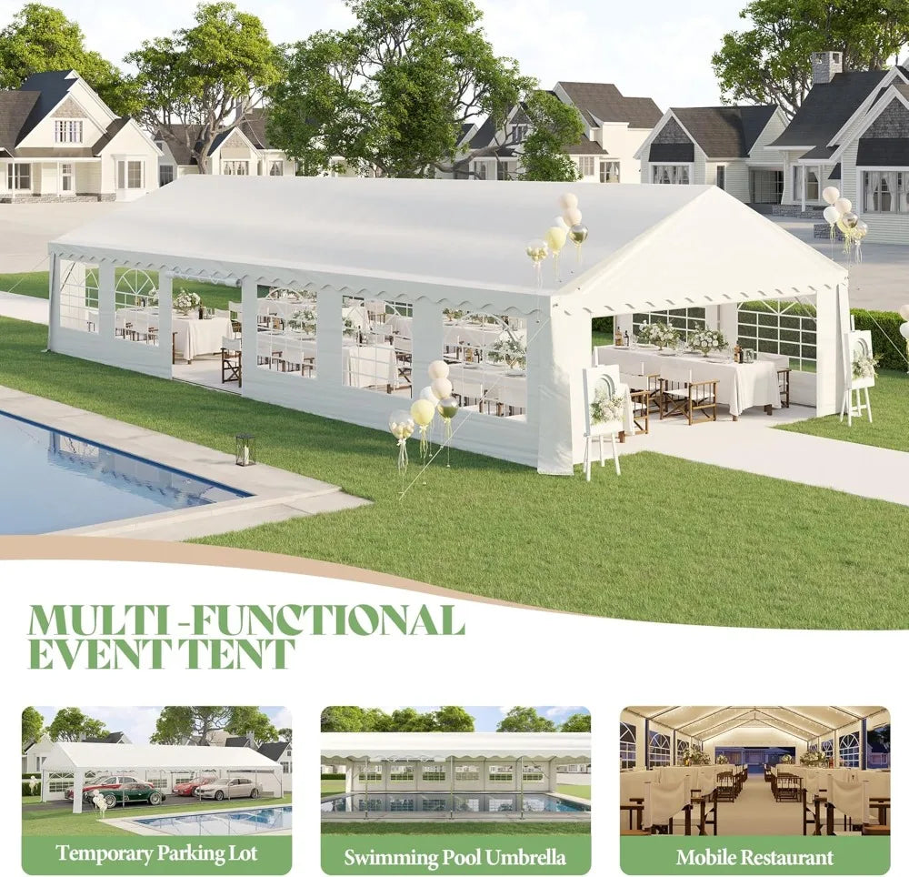 20x40ft Party Tent with Sidewalls Heavy Duty Outdoor Canopy Waterproof Easy Setup Gazebo White