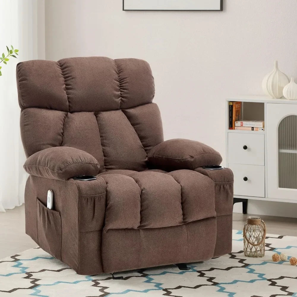 New Best Deal US Shipping Ergonomic Massage Recliner Chair with Heat and Vibration Overstuffed Rocking Lounge Chair with Side Po
