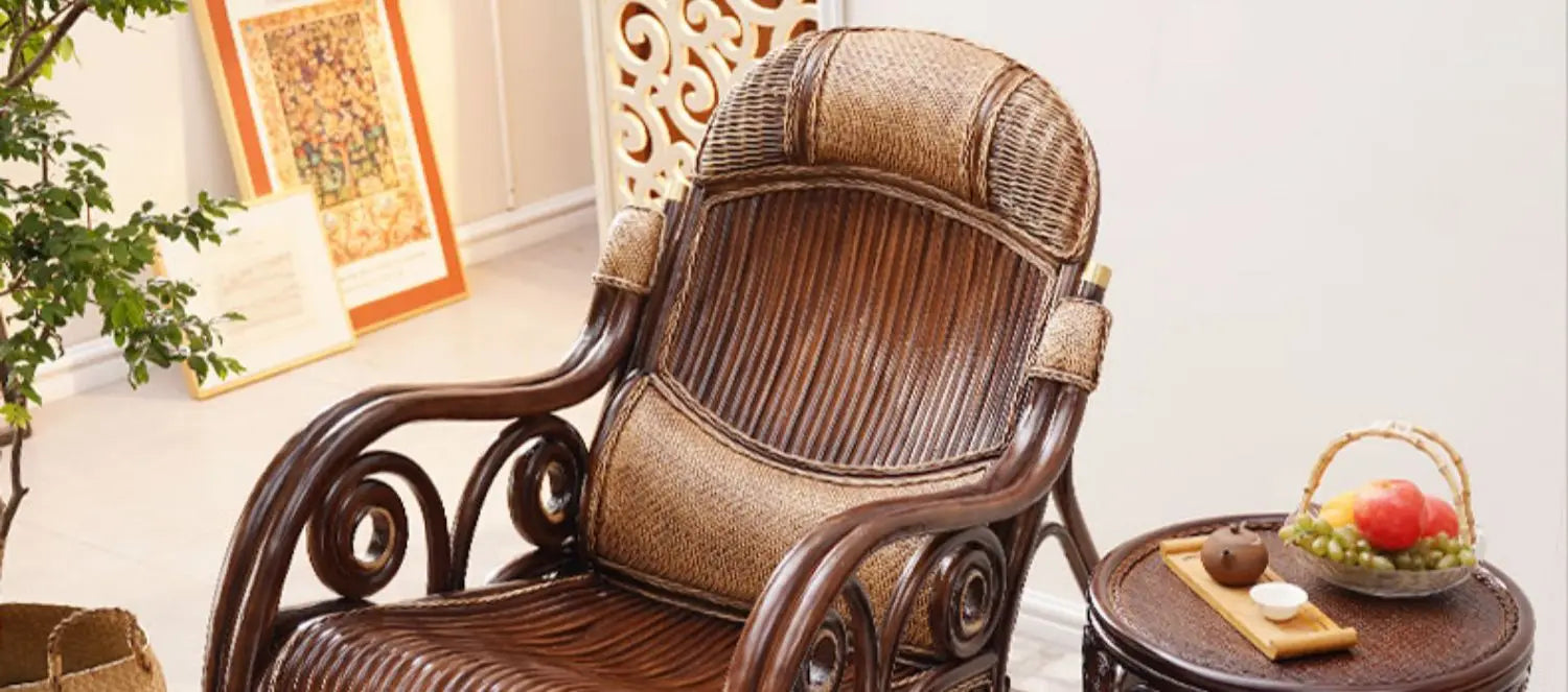 Natural rattan rocking chair adult sofa household cushion living room