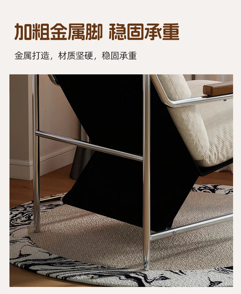 Modern Luxury Cream Fabric Lounge Chair, Comfy Designer Single Sofa Accent Chair for Living Room Bedroom Balcony HotelGuesthouse