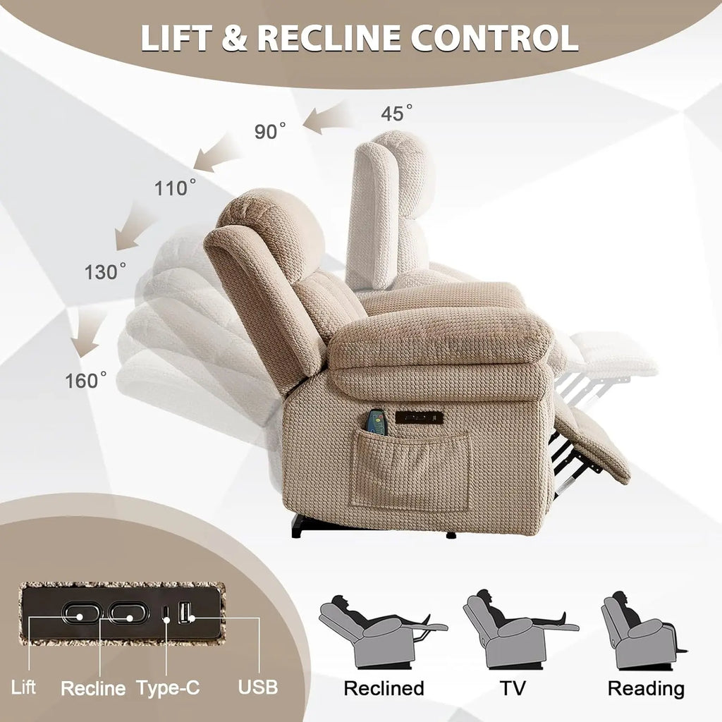 Massage Recliner Chair, Overstuffed Rocker Lazy Boy Chairs with Vibration&Gently Heat,Fabric Ergonomic Manual Nursery, Custom