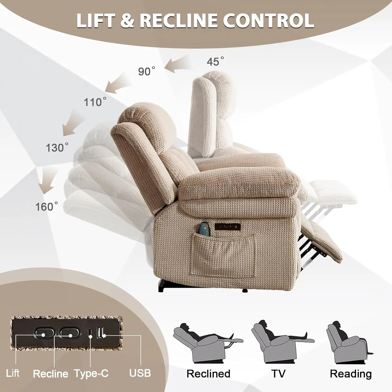 Massage Recliner Chair, Overstuffed Rocker Lazy Boy Chairs with Vibration&Gently Heat,Fabric Ergonomic Manual Nursery, Custom