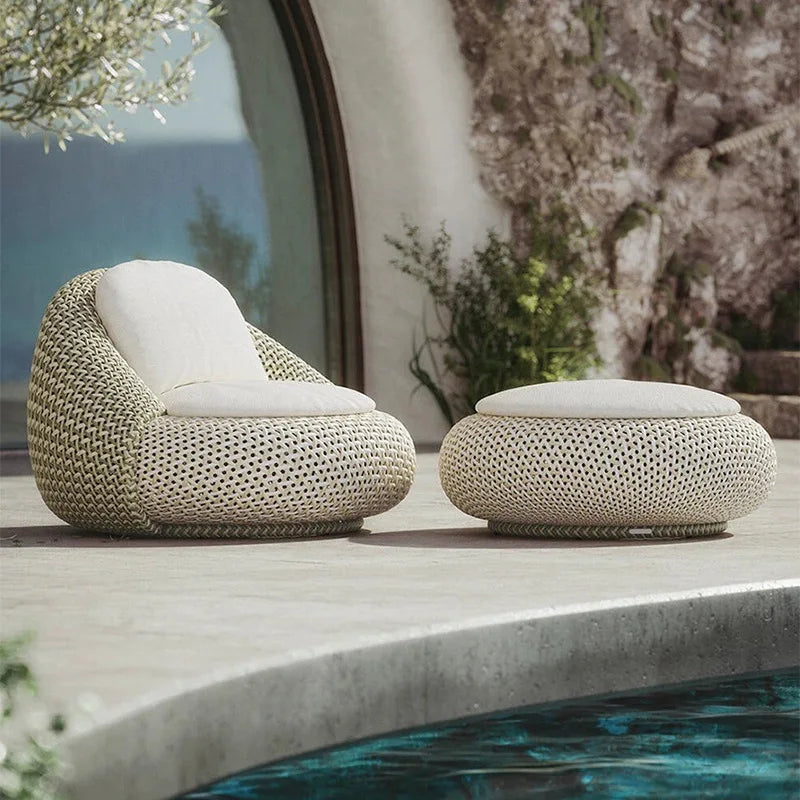 Custom Modern Simplicity Outdoor Sofa Courtyard Homestay Terrace Balcony Rainproof Sun-proof Coffee Table Combination Plastic Ra