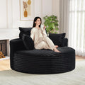 Round Chaise Longue Chair Indoor, Modern 55-inch Upholstered Corduroy Deep Seat Circle Single Cloud Lounge, Customized