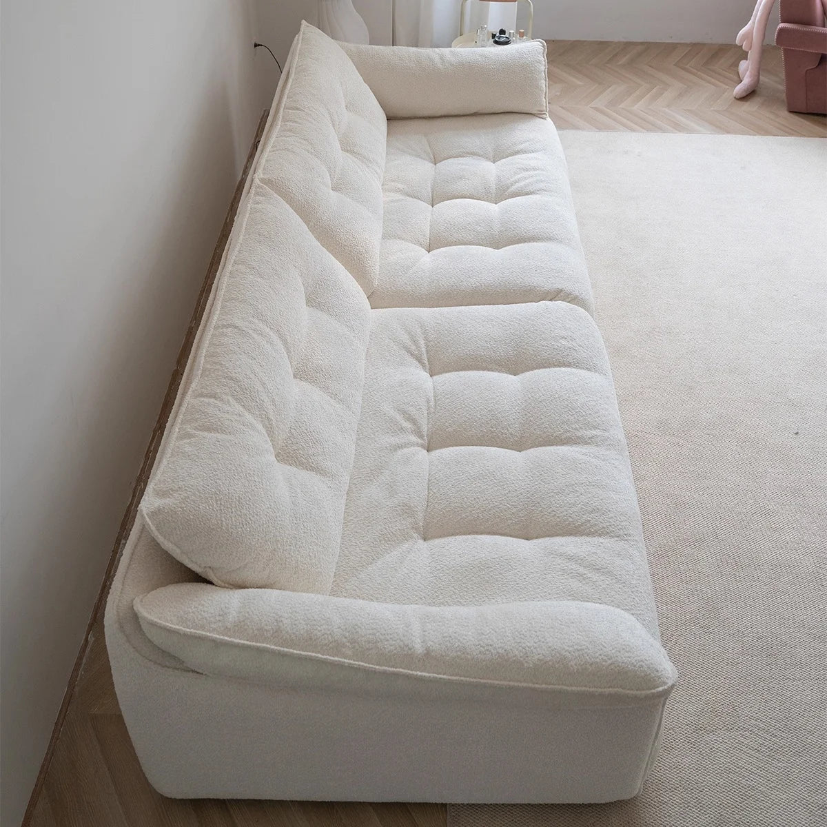 # Nordic Modern Cream White Sherpa 3-seater Living Room Set Sofa Modular Deep Throne Villa Apartment Hotel Designer Sofa