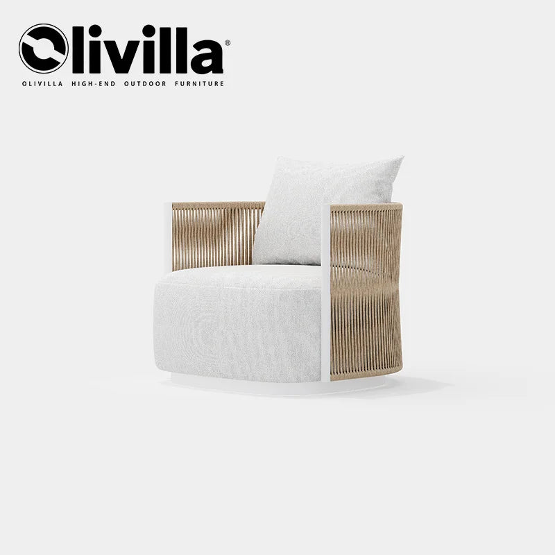 Scandinavian Outdoor Woven Rope Sofa Villa Courtyard Simple Garden Furniture Hotel Resort Leisure Open-Air Waterproof Sofa Couch
