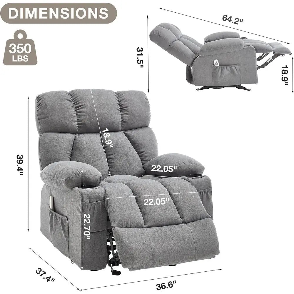 Massage Rocker Recliner Chair with Heat and Vibration Ergonomic Rocking Lounge Chair or Living Room Comy Overstued Recliner with