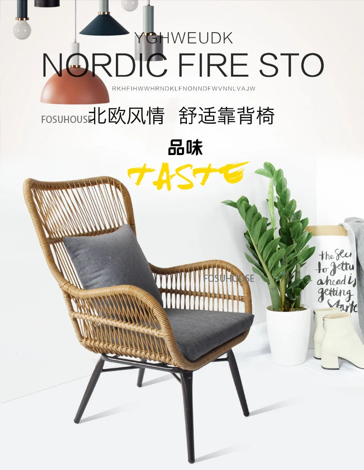 Rattan Chair Three Piece Set Balcony Table Modern Outdoor Furniture Combination Armrest Single Rattan Sofa Outdoor Chairs
