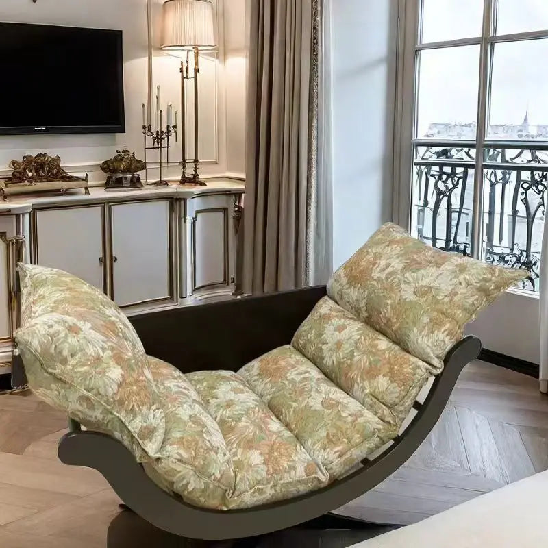 Banana Boat Wood Rocking Chair Retro Single Recliner for Living Room Multi-Functional Relaxing Swing Seat Modern Comfort Lounger