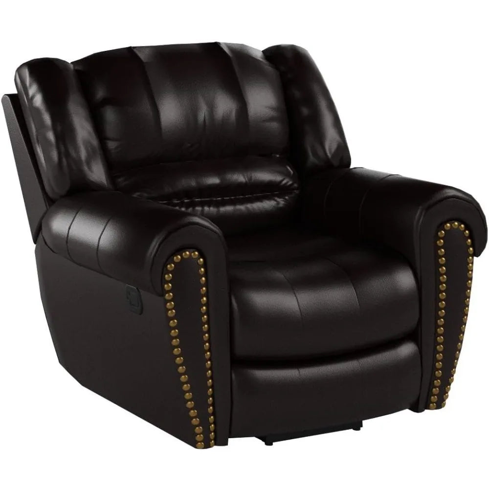 Leather Recliner Chair Classic Traditional Manual Recliner Sofa Single Seat Living Room
