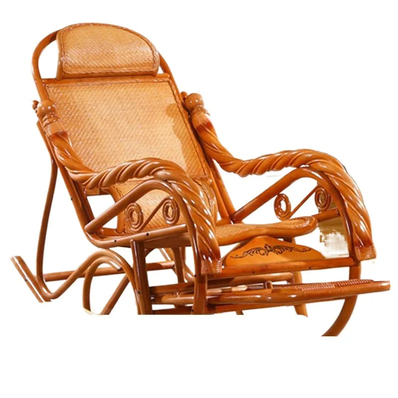 Rocking recliner adult rattan rocking chair elderly rocking chair balcony living room real natural rattan