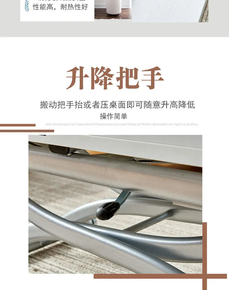 YFY  Activity Coffee Table Dining Table Integrated Small Apartment Folding Lifting Dual-use Movable with Wheels Two-in-One