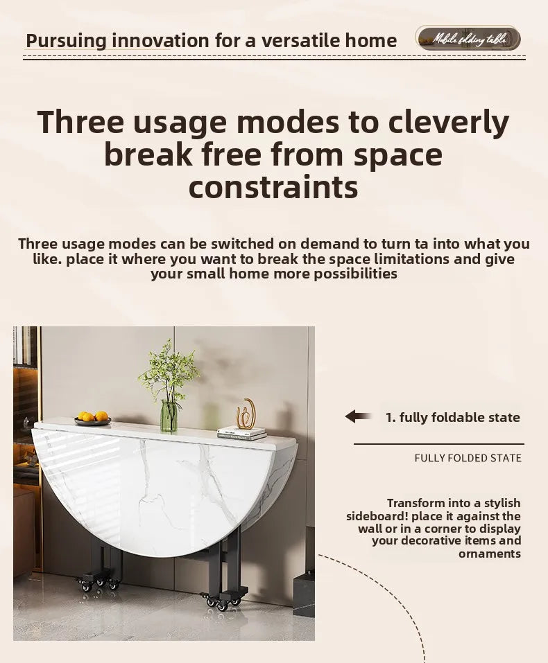 movable small apartment dining table folding round lounge extendable dining table modern Portable mesa comedor Kitchen furniture