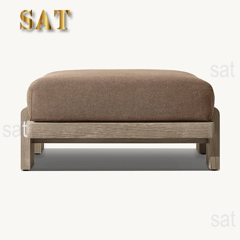 *Modern Luxury European Design Garden Leisure Furniture Teak Wood Footstool Outdoor Resistant Teak With CushionCushion