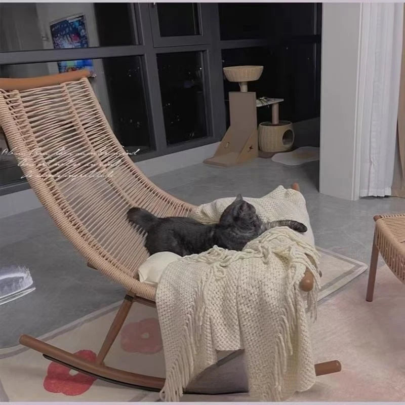 Rocking Chair Reclining Chair Adult Garden Balcony Household Nap Lazy Rocking  Elderly  Outdoor Garden Rattan Ch