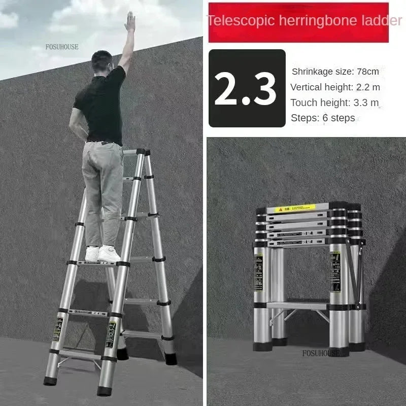 Folding Ladder for Construction Site Metal Telescopic Modern Thickened Ladders Creative Multifunctional Step Ladders for Home G