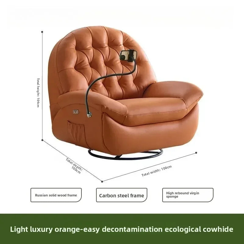 LZ X LazySofa Single Recliner Electric Space Capsule Rocking Chair Eco-Leather Lounge Living Room Suitable Sitting Reclining Sle