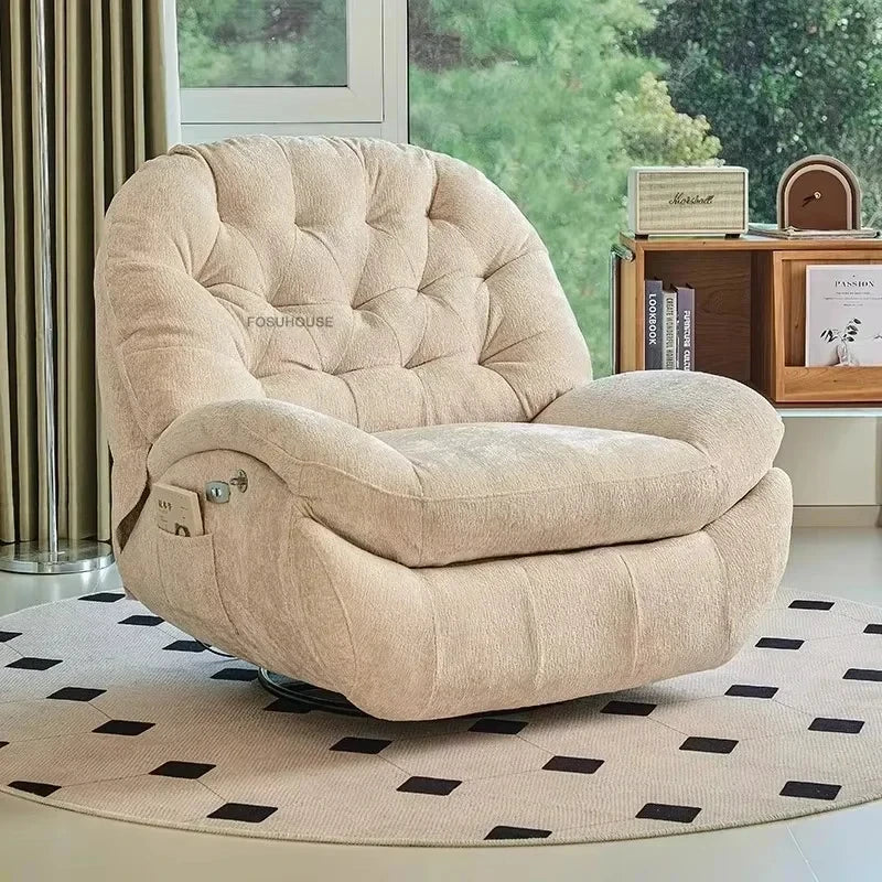 Modern Fabric Living Room Sofas Designer Living Room Furniture Leisure Lazy Sofa Bed Rocking Chair Nordic Home Rotating Recliner