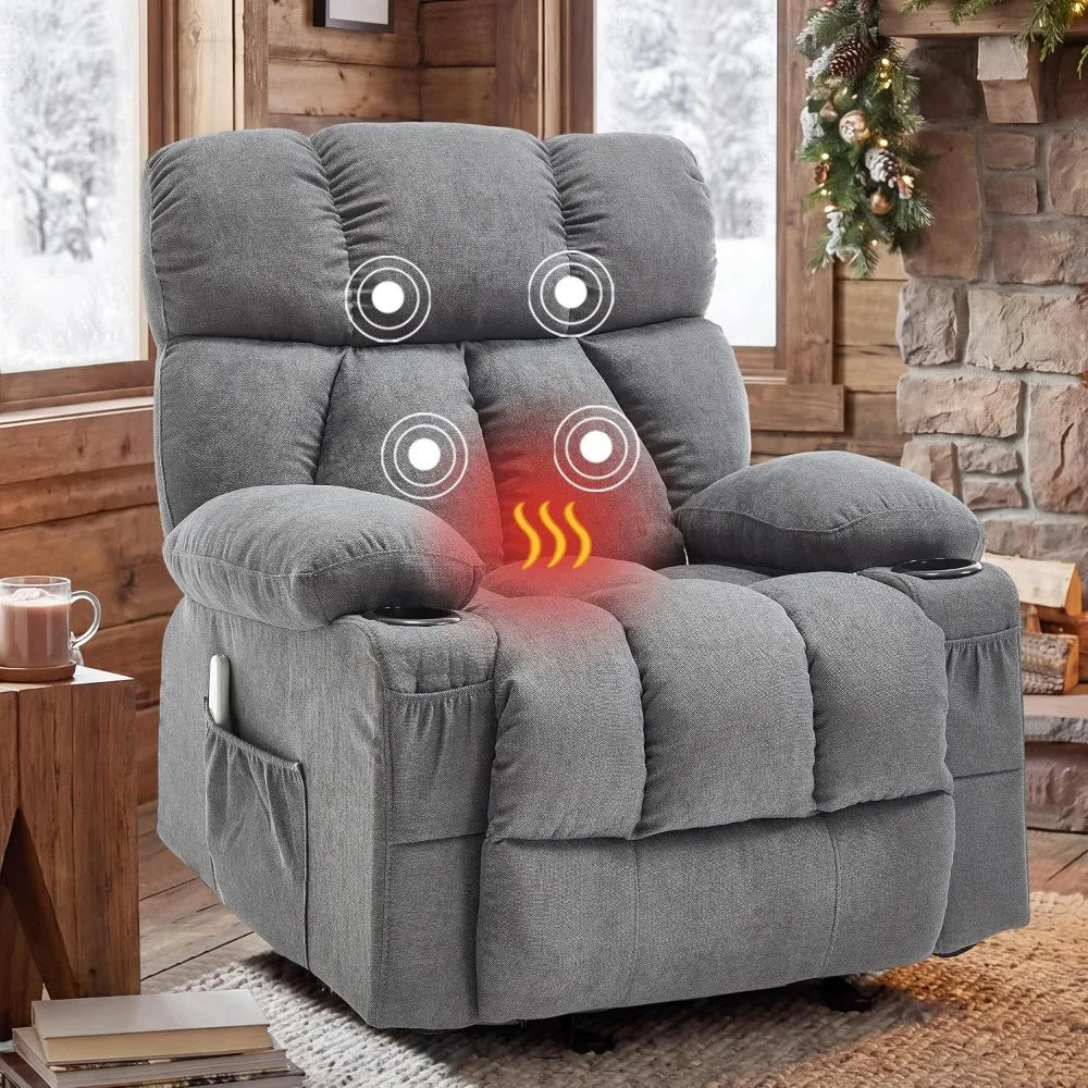 Rocker Recliner Chair with Massage, Heat, and Comfort Features for Living Room and Bedroom