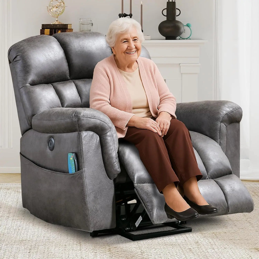 Massage Recliner Chair, Overstuffed Rocker Lazy Boy Chairs with Vibration&Gently Heat,Fabric Ergonomic Manual Nursery, Custom