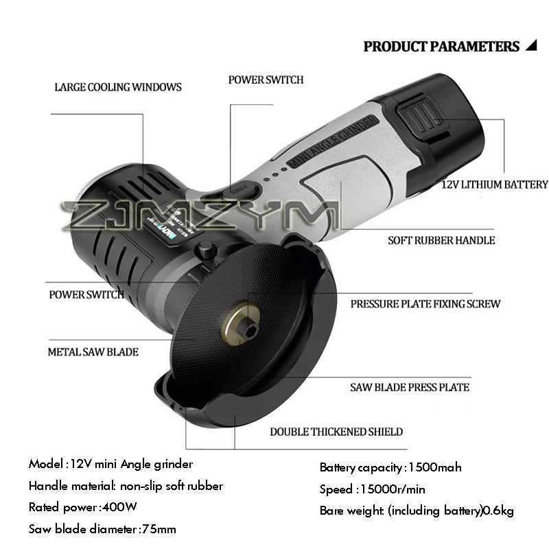 Mini Angle Grinder Portable Lithium Battery Handheld Portable Small  Polishing Grinding Cutting Machine Household Power Tool