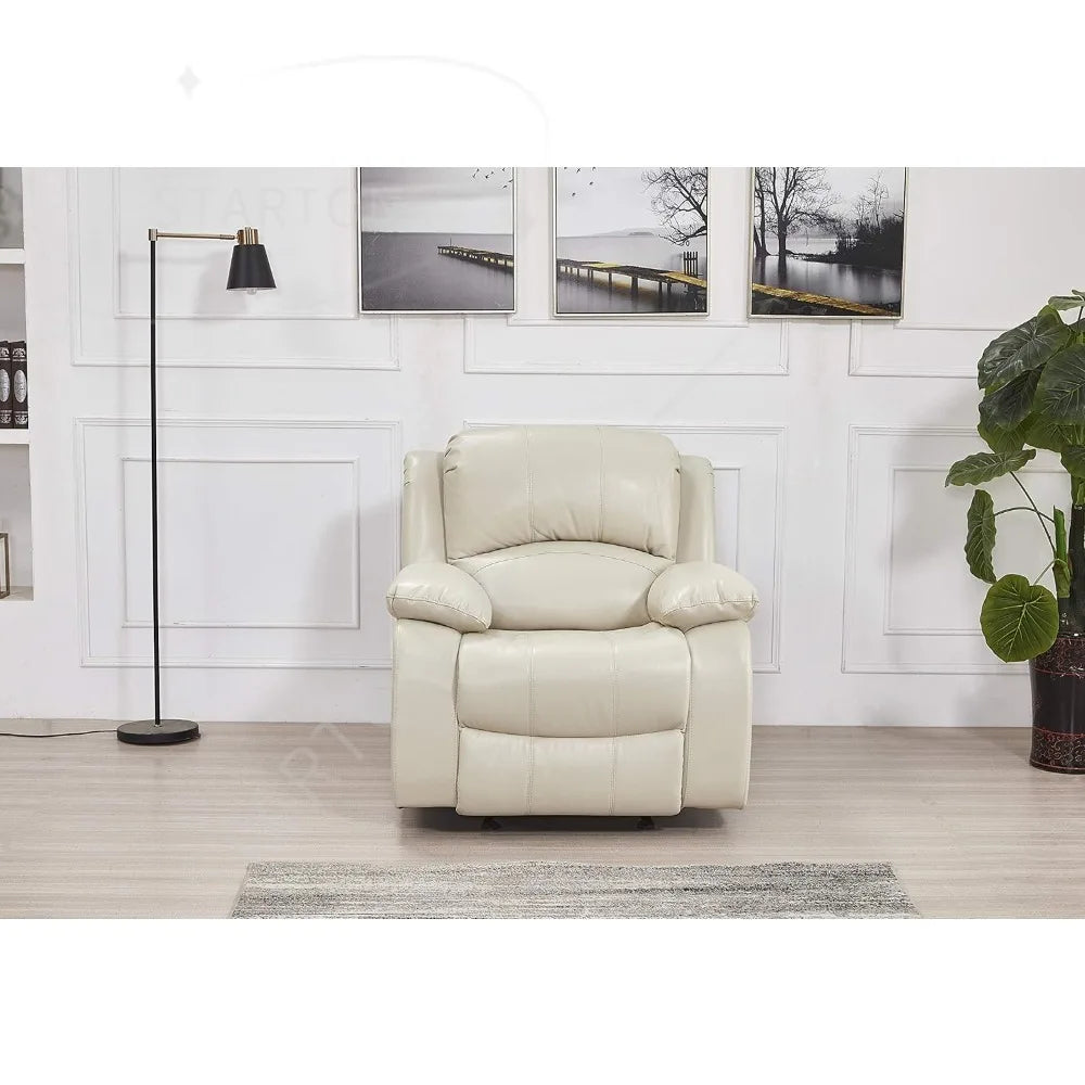 Leather Recliner Set, Sofa,Chair,with Elevating Footrest & Effortless Assembly