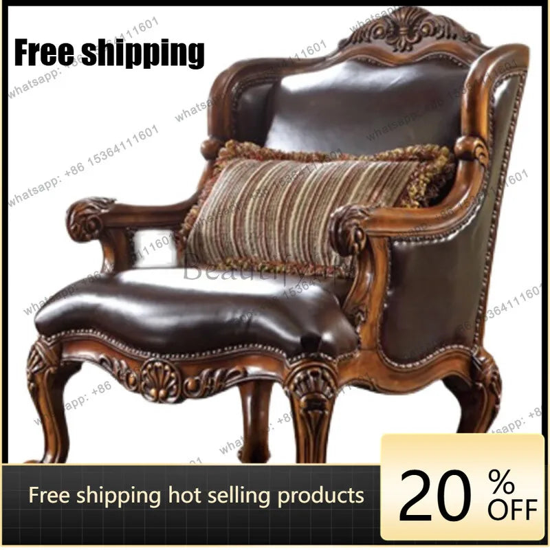 American solid wood tiger chair single simple casual retro bedroom small apartment sofa chair
