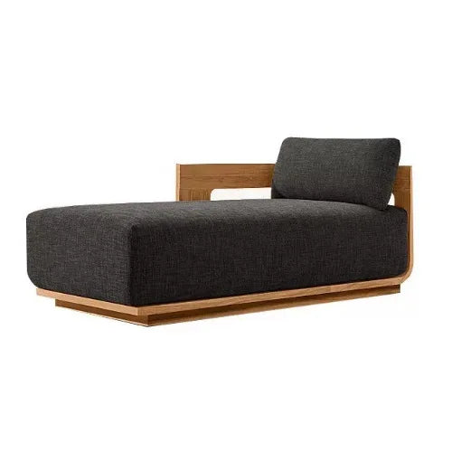 Nordic Outdoor Teak Sofa Set Solid Wood Waterproof Leisure Sofa and Coffee Table Combo for Villa Courtyard Homestay Patio