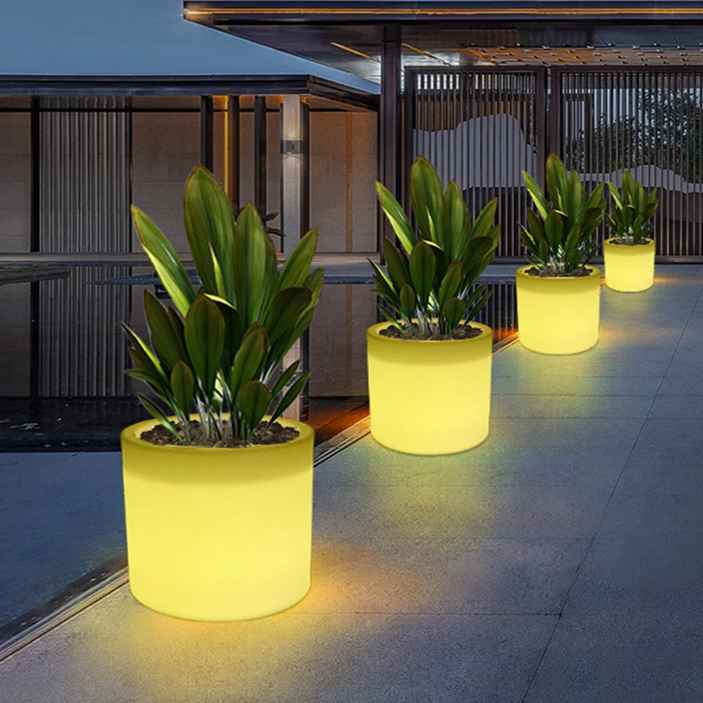 Outdoor Waterproof Luminous Flower Pot, Home Remote Control Light Emitting Diode Intelligent Environmental Protection Flower Pot