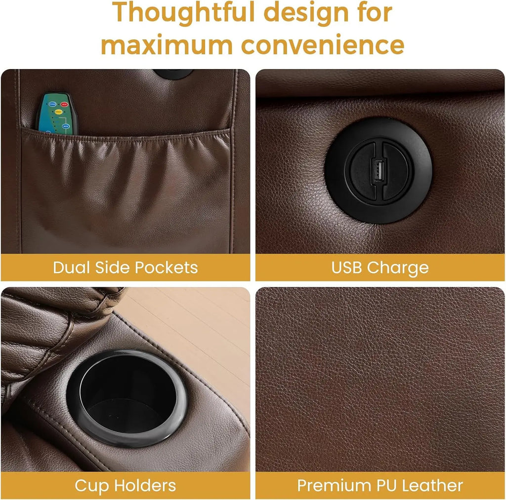 PARKOL Power Lift Recliner Chair for Elderly & Seniors, Breathable Leather Electric Recliner with Vibration Massage & Lumbar