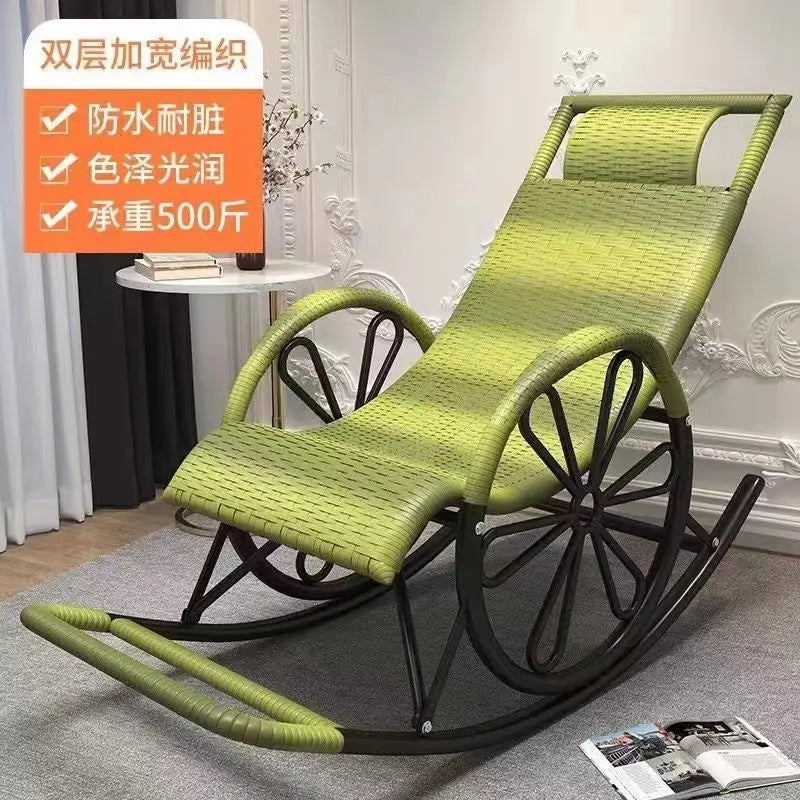 Rocking chair rattan chair adult nap recliner living room balcony lazy chair small rocking elderly leisure rocking