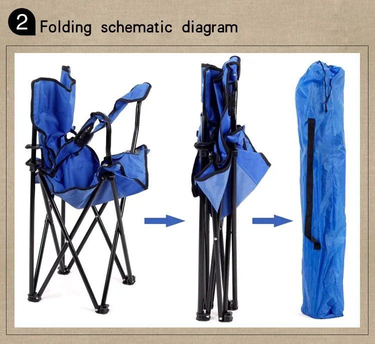 Portable Folding Camping Chair - with Cup Holder, Oxford Cloth ZM103
