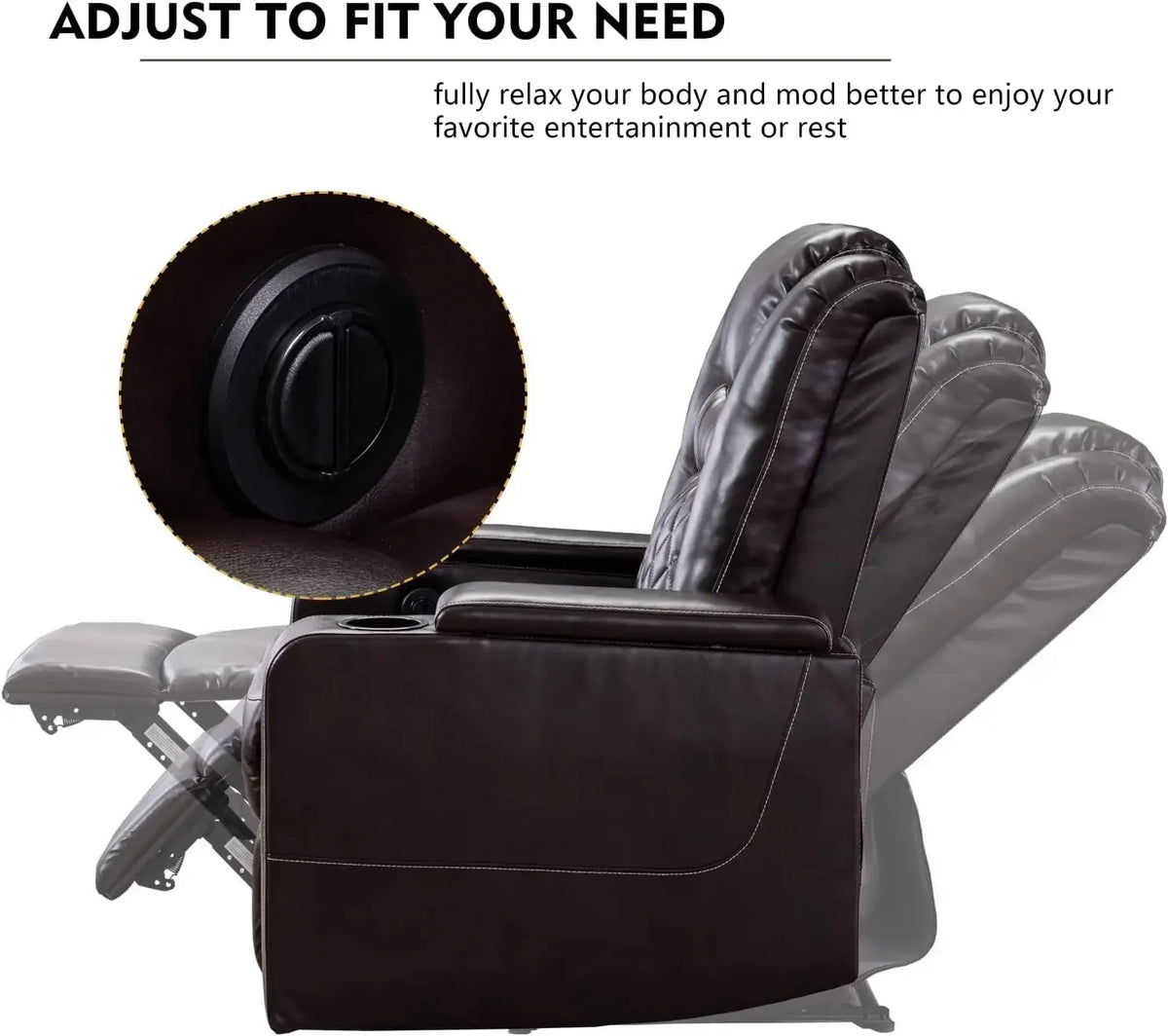 Electric Power Recliner Chair with USB Ports and Cup Holders, Breathable Leather Home Theater Seating with Hidden Arm Storage