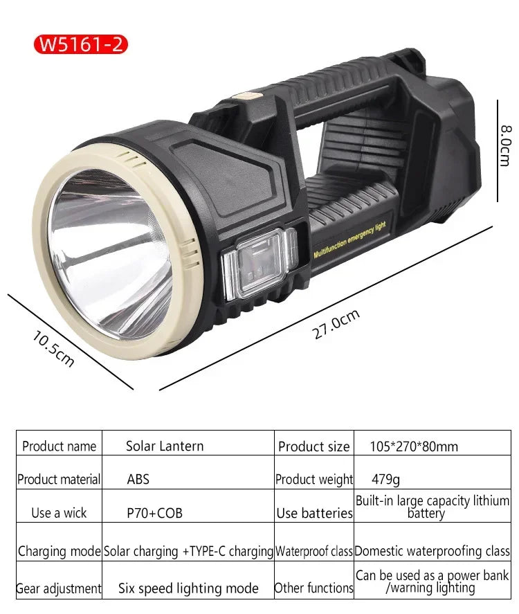 Powerful P70 LED Work Light USB Rechargeable Searchlight Spotlight Portable Flashlight Camping Lantern Torch Floodlight