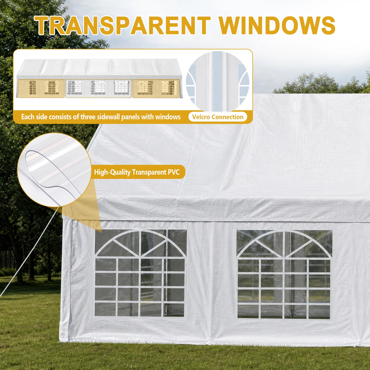 20x50FT Large Event Tent Heavy Duty White Party Shelter Waterproof All Weather Steel Frame With Windows For Wedding Commercial Market Car Parking
