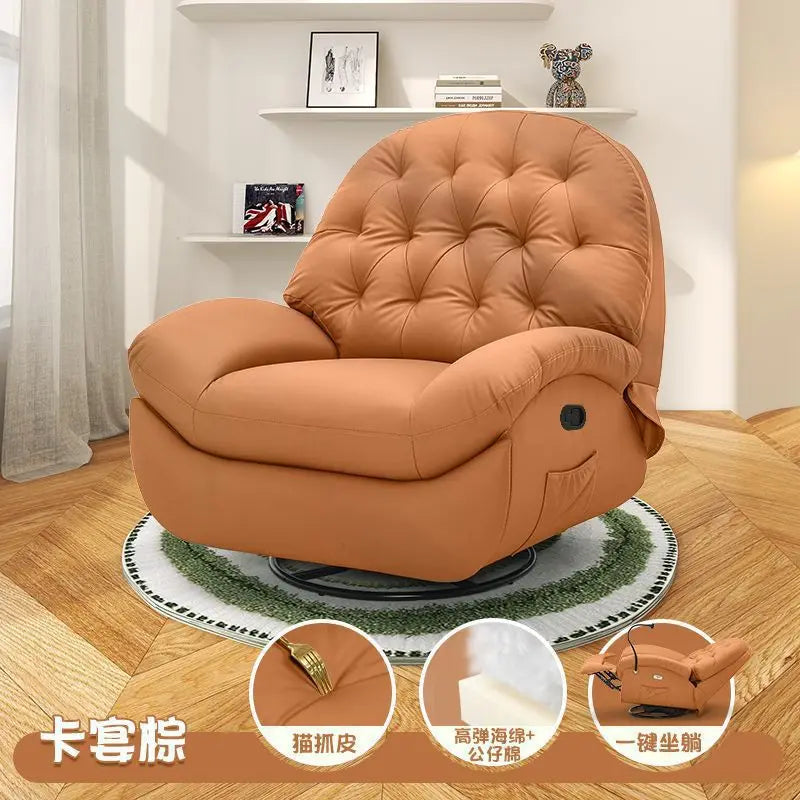 Single Sofa Rocking Chair-Modern Simplicity Design Multifunctional Lying Sleeping Electric Fabric Chair Recliner Sofa