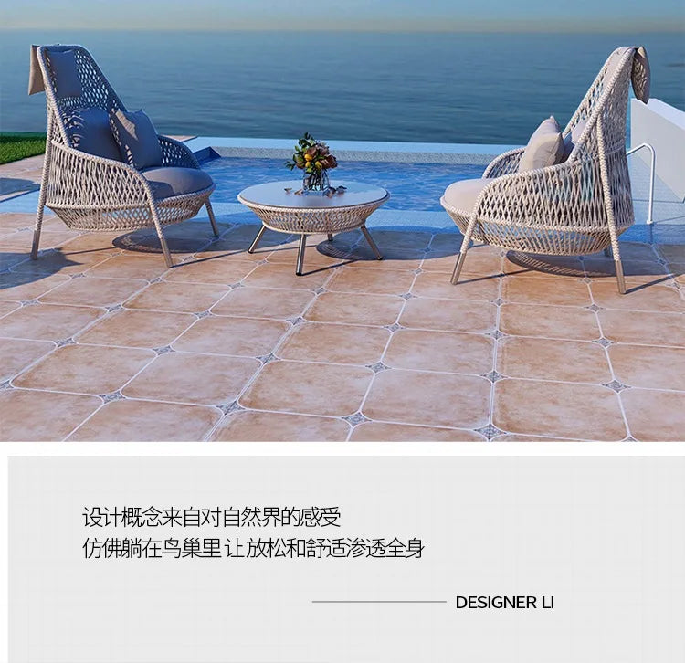 Outdoor courtyard sofa hotel B & B open-air balcony rattan chair furniture leisure rattan single sofa coffee table combination