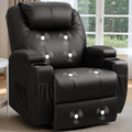 Black Leather Swivel Rocking Recliner with Massage, Cup Holders for Living Room, Bedroom, or Nursery