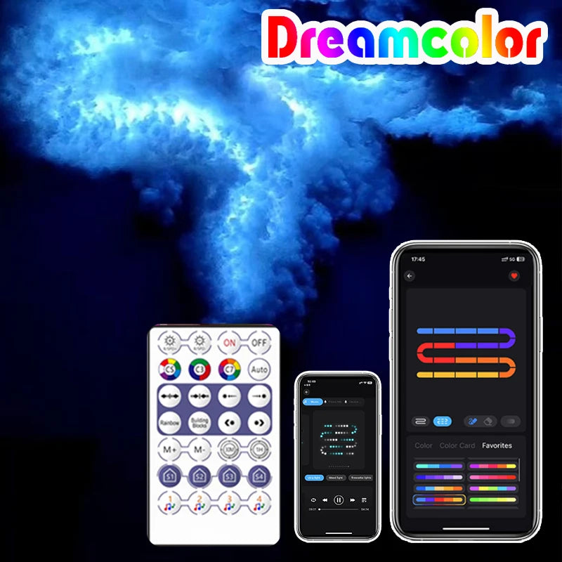 Cloud LED Light, Cloud Music Sync Multicolor Changing Strip Light, Atmosphere DIY Creative Thunder Cloud Lamp Wall Ceiling Light