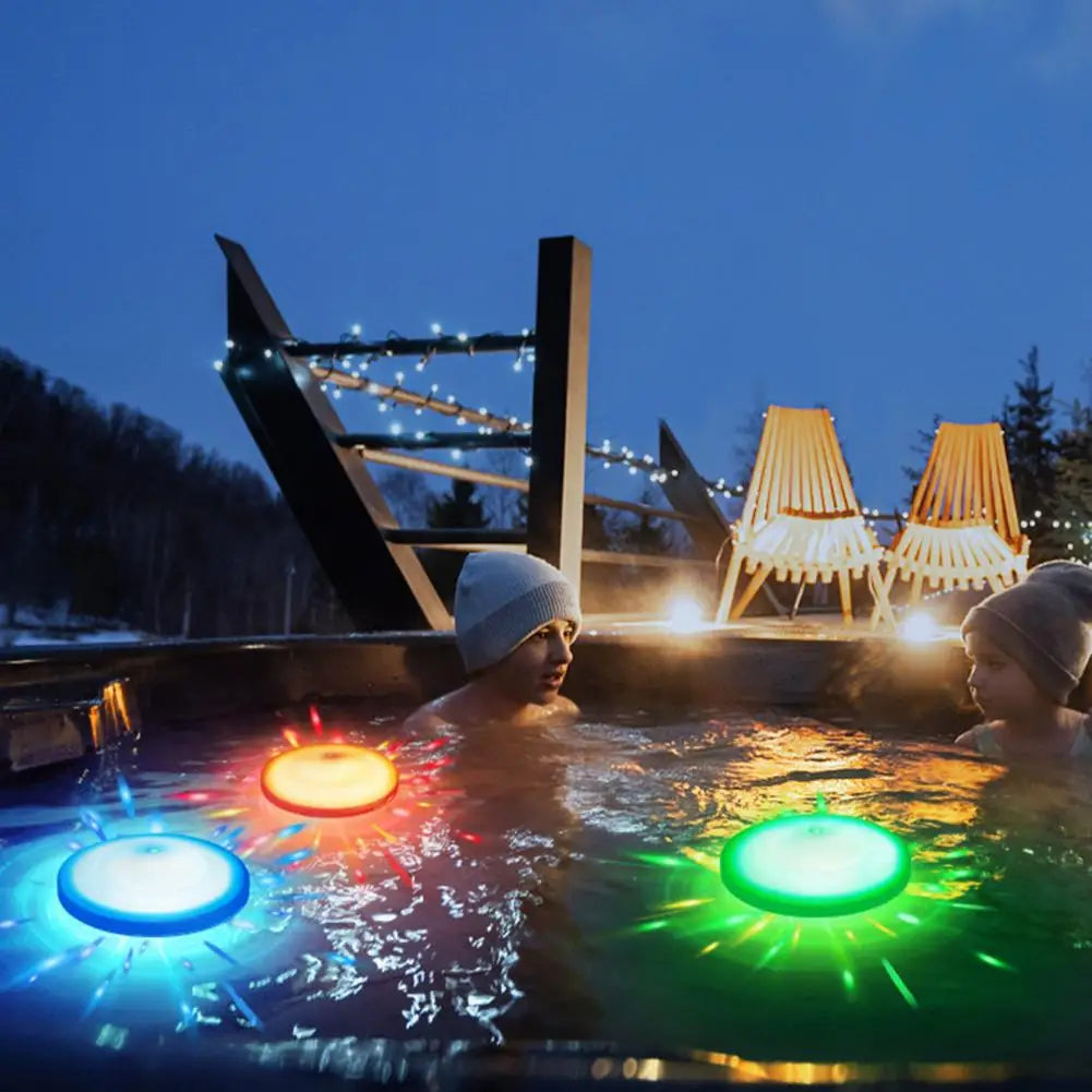 2 Pcs Floating Pool Lights IP67 Waterproof RGB Upper And Lower Color Changing Pool Lights 8 Dynamic Lighting Effects Pool Lights
