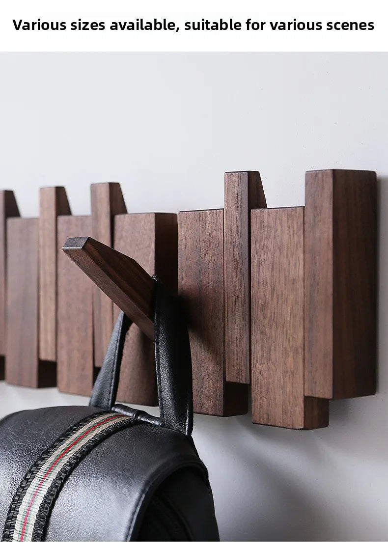 Wall Mounted Walnut Coat Rack Solid Wood Storage Rack Entry Porch Coat Rack Creative Piano Keys Home Decor