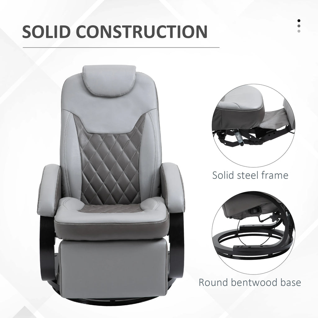 HOMCOM Manual Recliner, Swivel RV Recliner Chair with Footrest, Gray