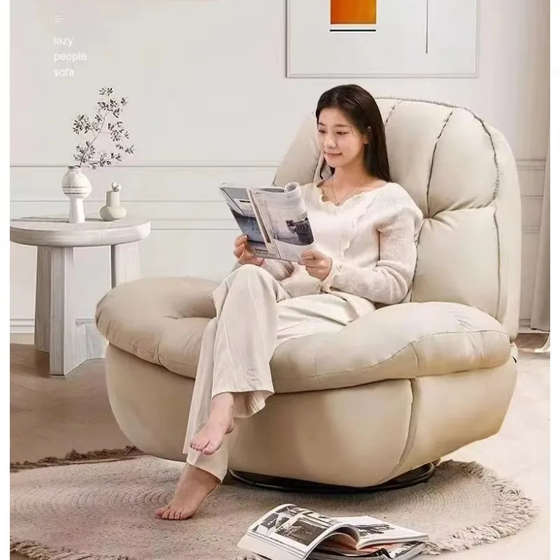Flannel Fabric Manual Recliner Comfortable Rotating Massage Chair for Home Living Room Bedroom Hotel School Swivel Rocking